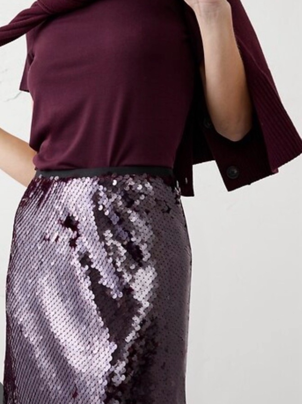 Banana Republic Plum Sequined Pencil Skirt